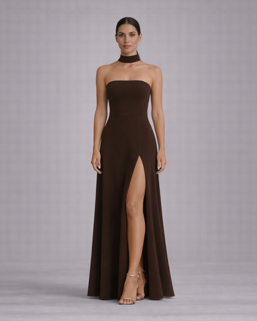Noiréa | strapless maxi avondjurk dames – met split