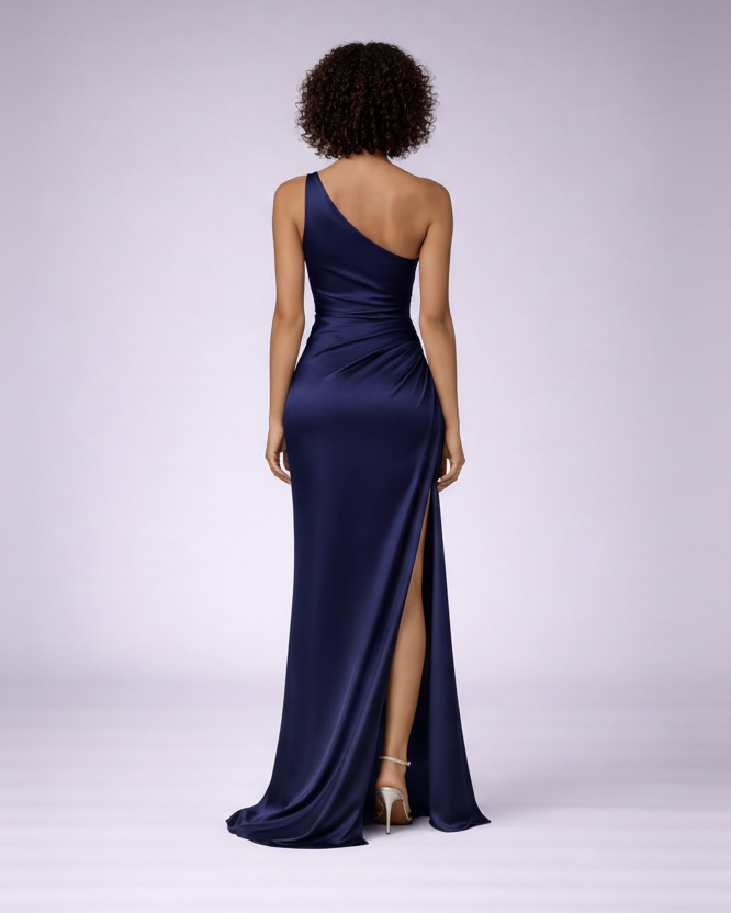 Aurelia | satijnen damesjurk – met één schoudersband