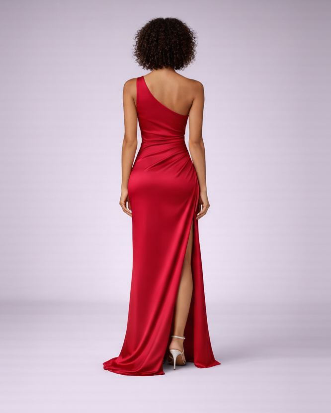 Aurelia | satijnen damesjurk – met één schoudersband