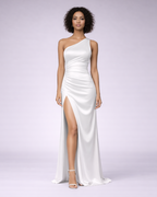 Aurelia | satijnen damesjurk – met één schoudersband