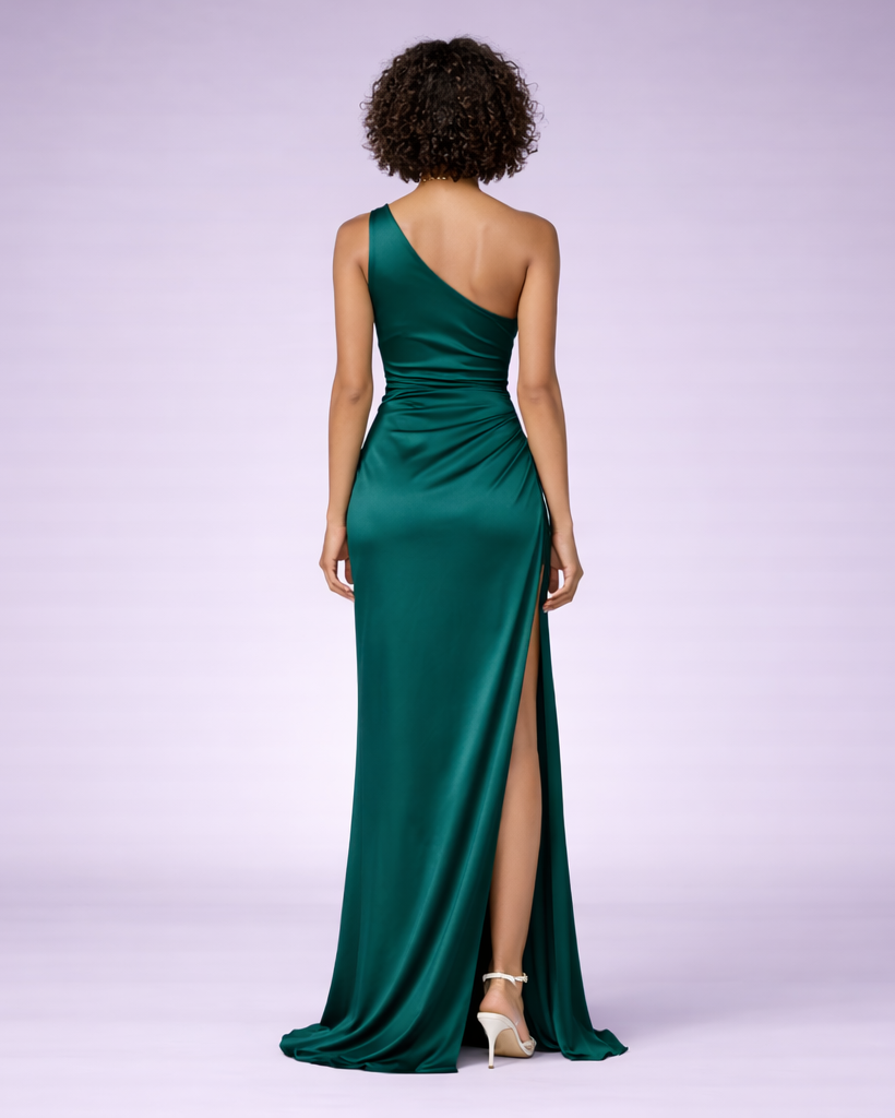 Aurelia | satijnen damesjurk – met één schoudersband