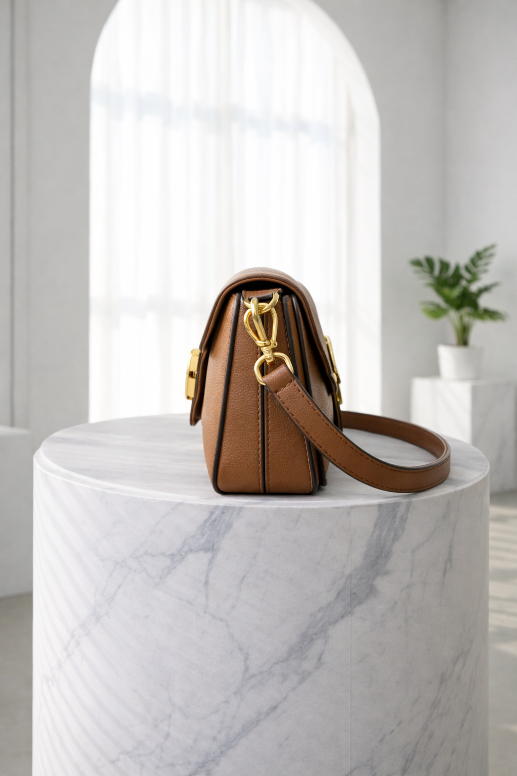 Loéna | dames handtas – met goudkleurige details