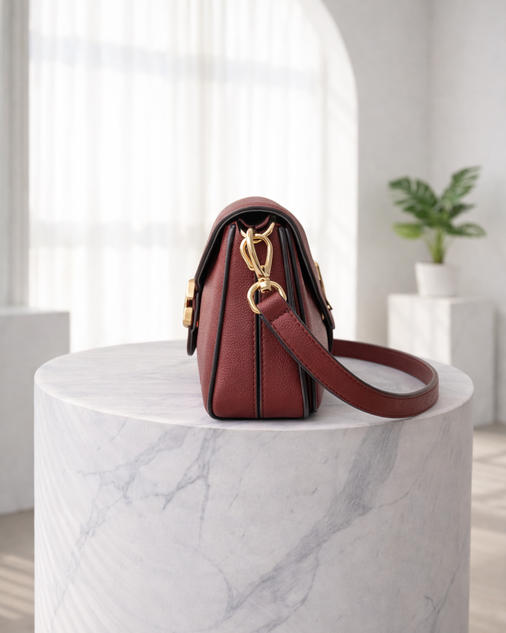 Loéna | dames handtas – met goudkleurige details