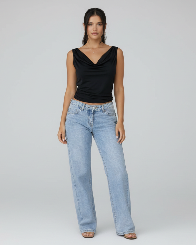 Mour | dames jeans – lichtblauwe spijkerbroek lage taille