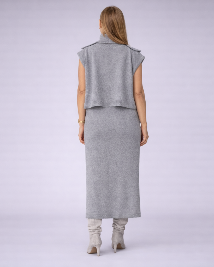 Olivetta | dames tweedelige knit set – trui en midi-rok