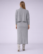 Olivetta | dames tweedelige knit set – trui en midi-rok