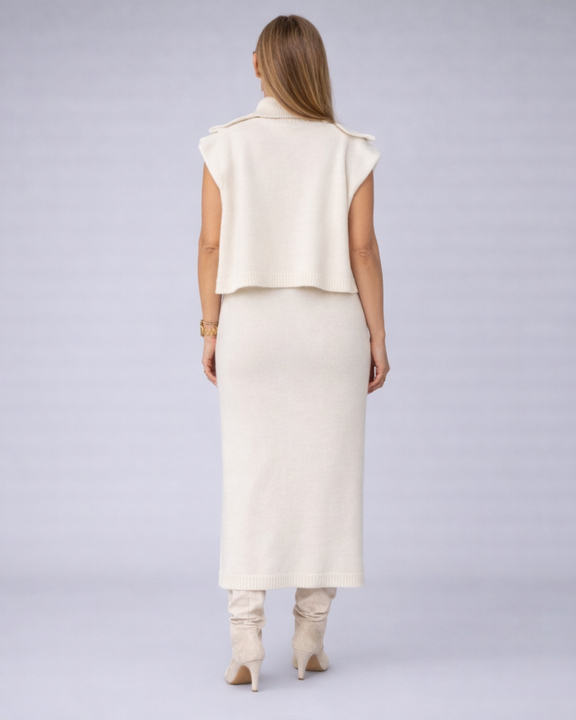 Olivetta | dames tweedelige knit set – trui en midi-rok