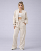 Toria | tweedelige dames set – gebreide zip-up sweater en broek