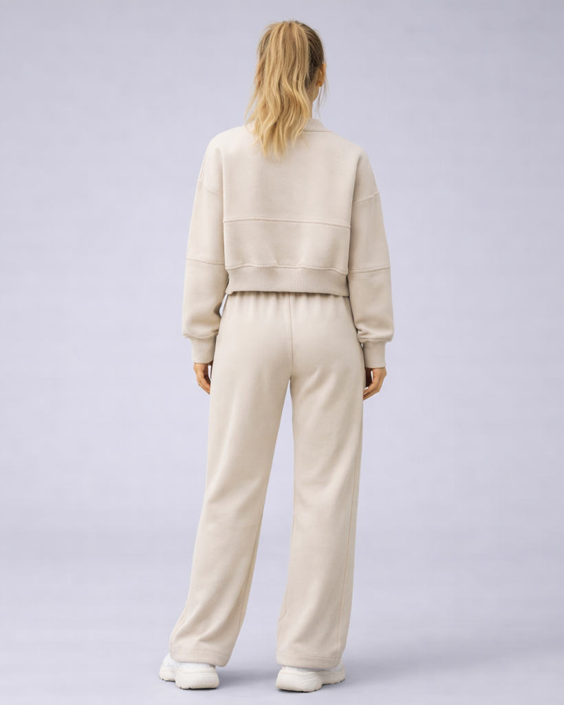 Toria | tweedelige dames set – gebreide zip-up sweater en broek
