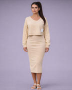 Valina | elegante damesjurk set –  elastische midi