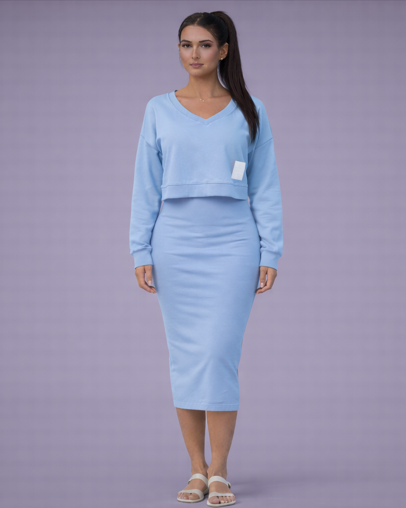 Valina | elegante damesjurk set –  elastische midi