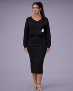 Valina | elegante damesjurk set –  elastische midi